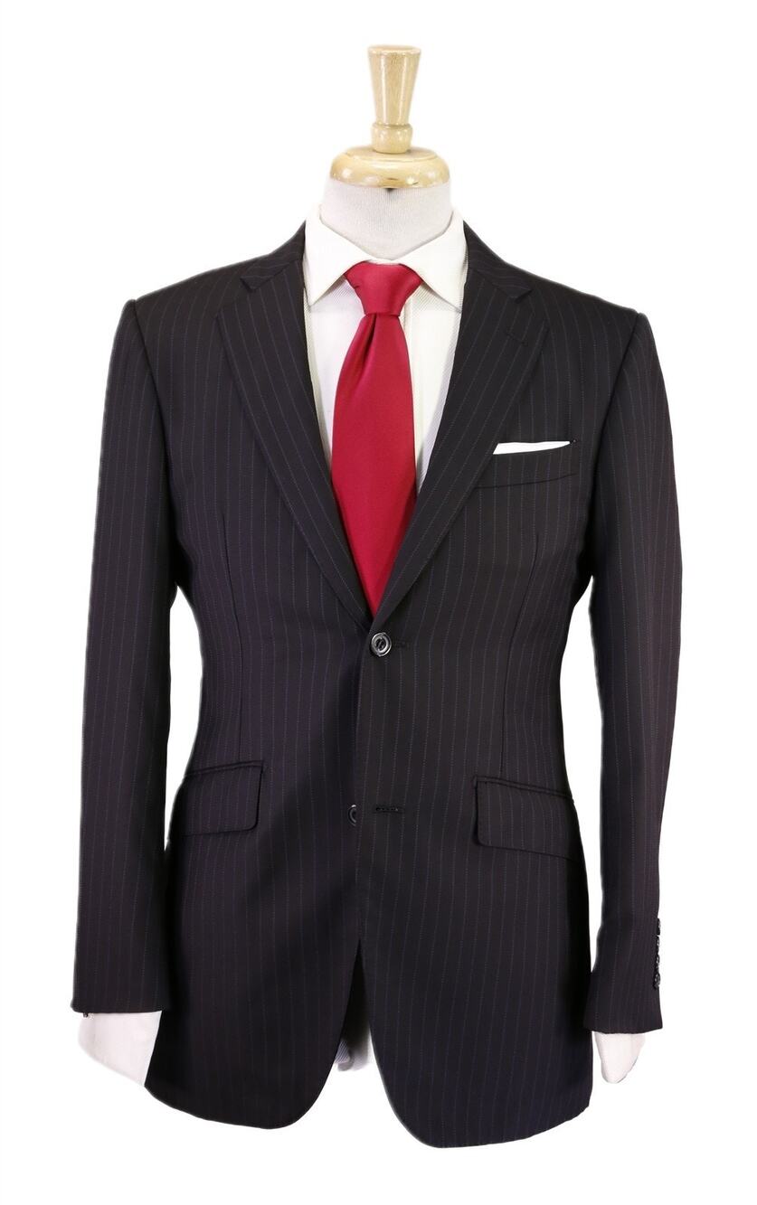 Richard James Savile Row Black Pinstripe 2-Btn Wool Suit 38S